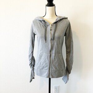 LULULEMON Aura Reversible Gray Stripe Zip Up Hoodie Sweatshirt Womens 2